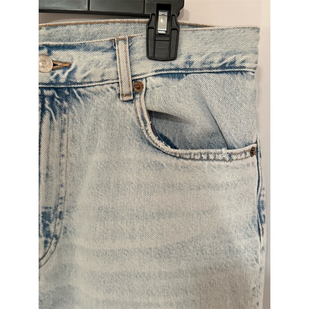 Zara Jeans Womens Size 12 Light Wash Blue Wide-Leg Cropped High Rise Raw12 - Picture 4 of 11